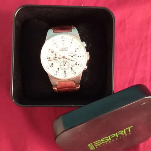 Esprit wristwatch ES000T31021, stainless steel, brown leather strap