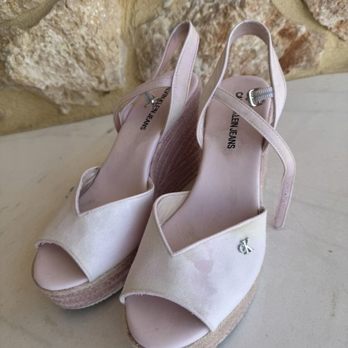 Calvin Klein Pink Wedge Sandals with CK Logo, size 41