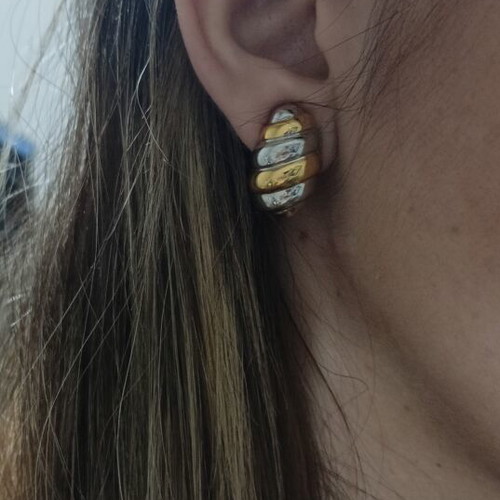 Vintage clip-on earrings, gold and silver