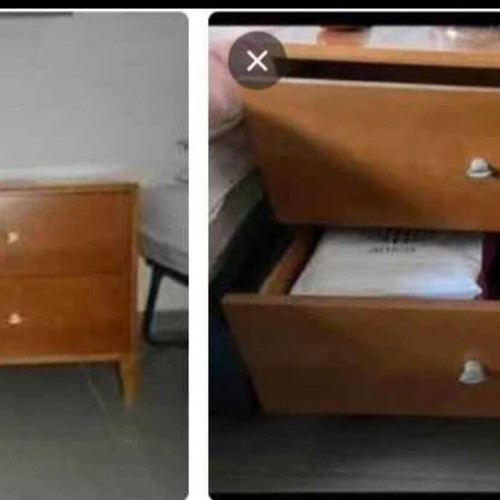 Solid wood nightstand with two large drawers