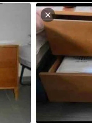 Solid wood nightstand with two large drawers