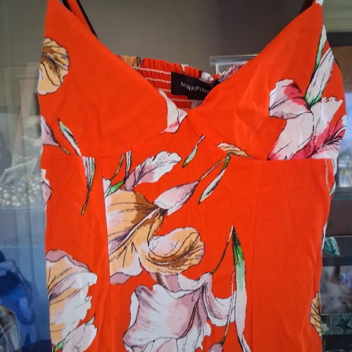 Minkpink Tangerine Dream Floral Midi Dress new, small medium