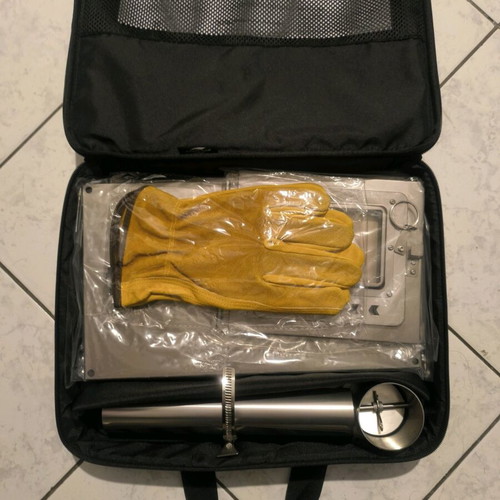 Titanium folding stove new for camping with gloves and carrying case