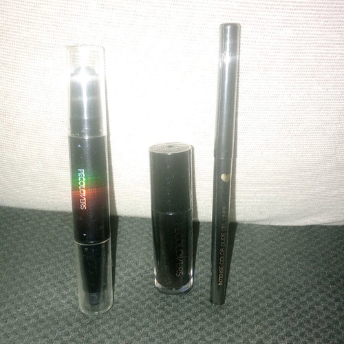 Dark set new with black lipstick, gel eyeshadow and eye pencil