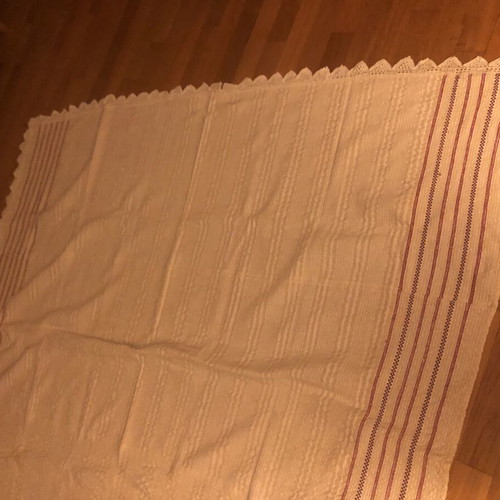 Handwoven Hrami Table Linen with Handmade Lace, Used, 160x180 cm
