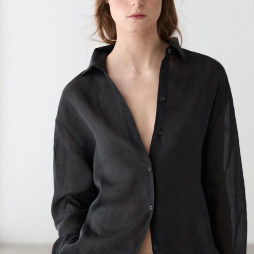 Massimo Dutti flowing ramie shirt size S, dark grey