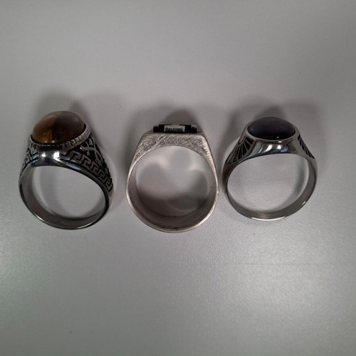 Men's rings like new with amethyst, tiger eye, and 925 silver