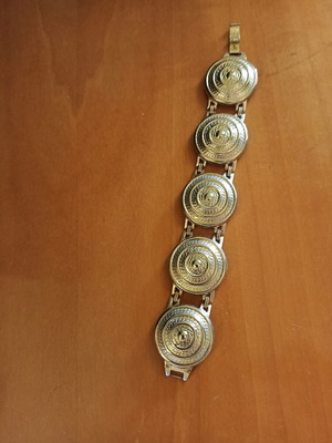 Metal bracelet like new, wide, ancient Greek style, silver color