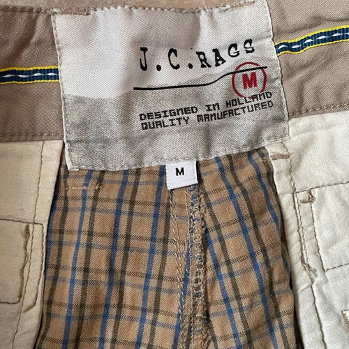 Men's checked bermuda shorts like new, beige and blue, size M