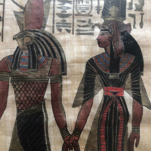 Egyptian papyrus in frame used