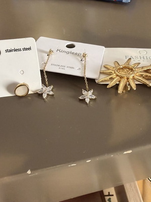 Steel earrings set of 3 new, clip and stud