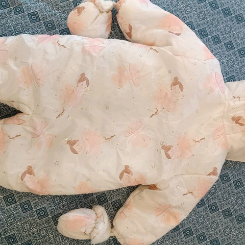 Full baby jumpsuit like new for girls with mittens