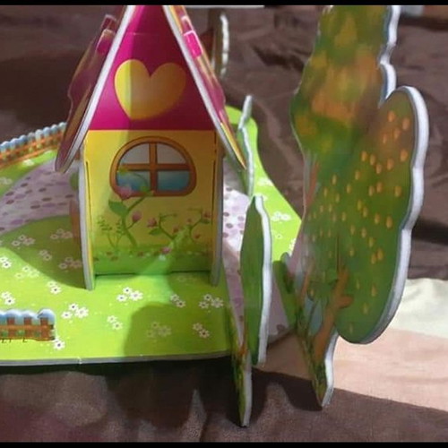 Assembled cardboard house used, children's toy