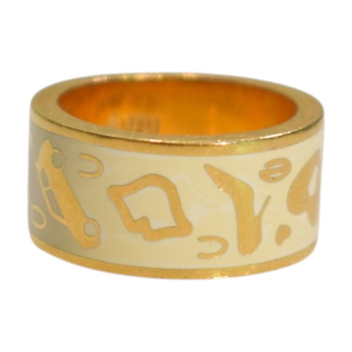 Rebecca Mon Amour wide gold-plated cream enamel ring
