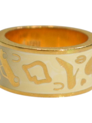 Rebecca Mon Amour wide gold-plated cream enamel ring