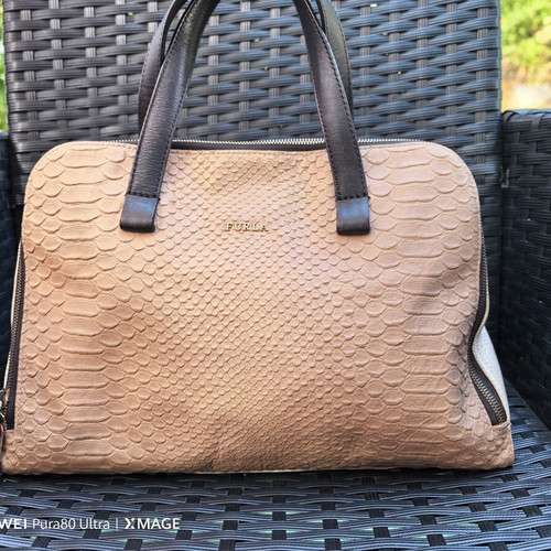 Furla vintage handbag with python effect