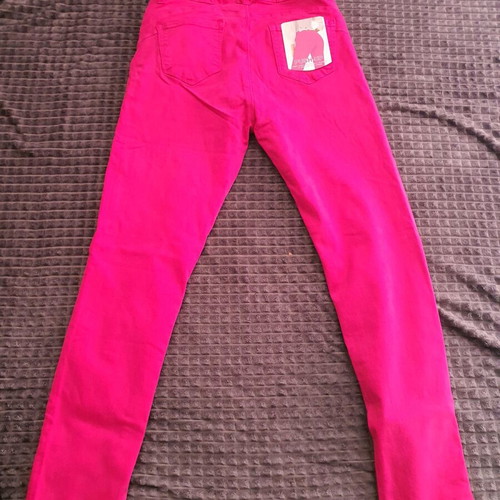 Women's pants new fuchsia elastic denim size 44