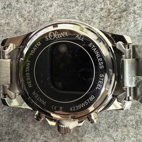 S.Oliver SO-4239-MC men's wristwatch, silver and green