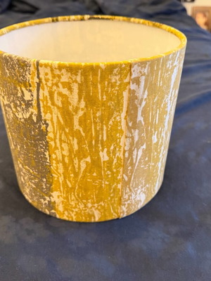 Lampshade new with modern abstract design in yellow, white, and gray
