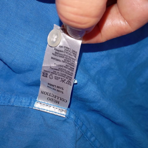 Ανδρικό λινό πουκάμισο με κοντό μανίκι Mavi Marin Blue μέγεθος L σαν καινούργιο