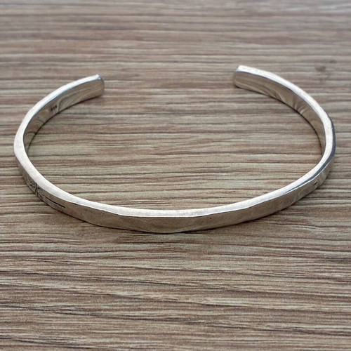 PALM Cuff bracelet, 925 sterling silver, men's handmade