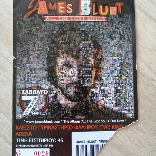 James Blunt 2009 concert collectible ticket used