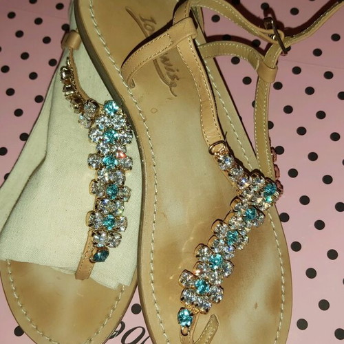 Ioannis women's sandals like new, size 38, beige with stones