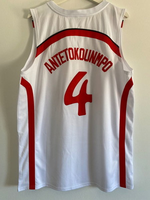 Εμφάνιση Giannis Antetokounmpo Φιλαθλητικός μέγεθος Large λευκή καινούργια επίσημο αντίγραφο