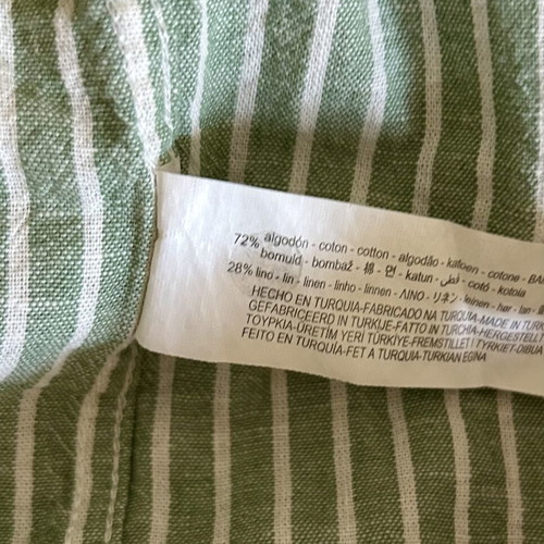 Zara linen cotton shirt for boy 9-10 years like new, white and green