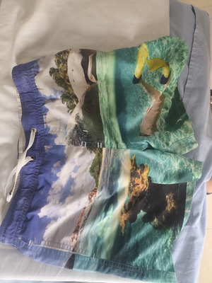 Bluepoint boys' swimwear size 10 like new, colorful design