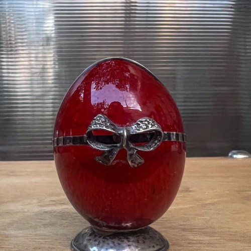 Easter egg silver decorative small size like new