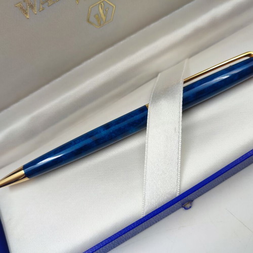 Waterman Paris Ballpoint Pen Blue Marble with Gold Trim and Box