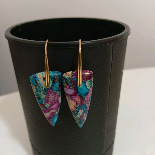 Zen natural earrings colorful dangling like new