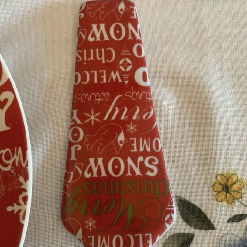 Christmas ceramic dessert plate with spatula new