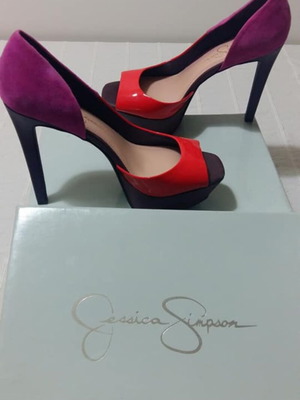 Γόβες Jessica Simpson καινούργιες λουστρίνι με σουέτ 12ποντο μωβ πορτοκαλί μέγεθος 39