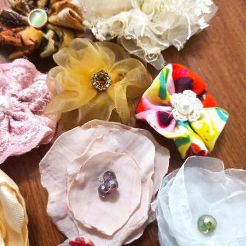 Handmade fabric flowers new, pack of 12 pieces