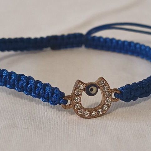 Women's bracelet blue with horseshoe and evil eye