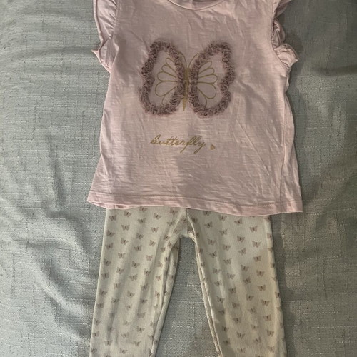 Evita cotton set size 5, like new, leggings and top beige pink