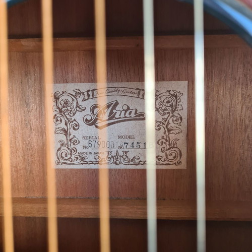 Aria Custom 7451B Vintage Acoustic Guitar used, 1976 Matsumoku