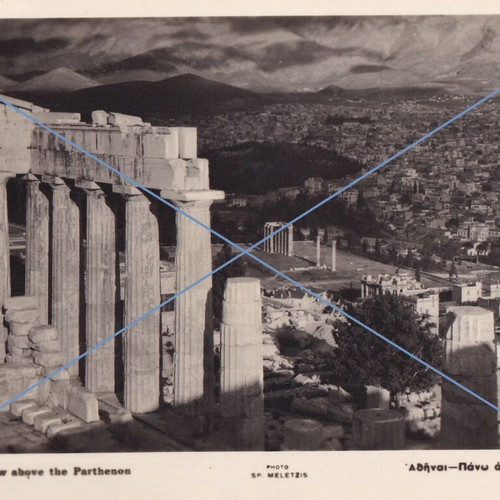 Athens View above the Parthenon used postcard