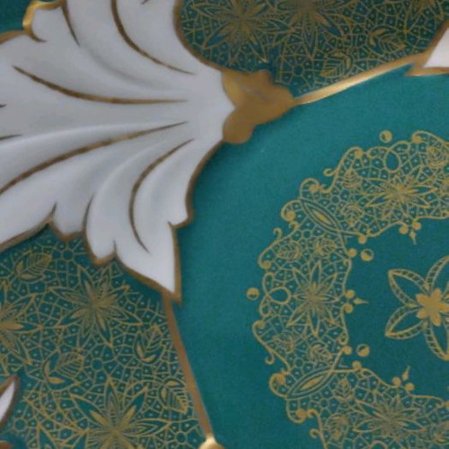 Weimar porcelain plate vintage like new, emerald green with gold