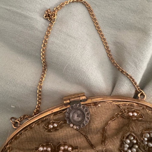 Vintage clutch handbag used gold color