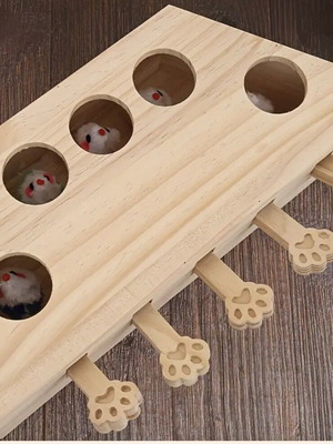 Wooden interactive cat toy like new