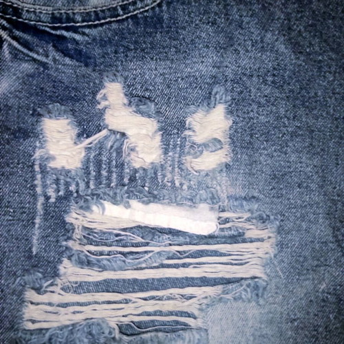Denim shorts S with distressed details refurbished
