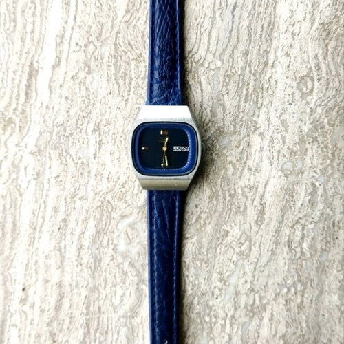 Seiko Quartz 3423-0060 women's watch new, blue leather strap