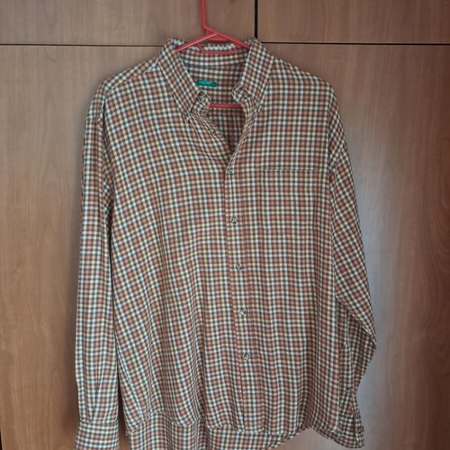 United Colors of Benetton men's check shirt, 100% cotton, size L