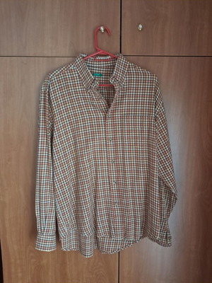 United Colors of Benetton men's check shirt, 100% cotton, size L