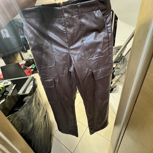 Zara leather pants large new, brown