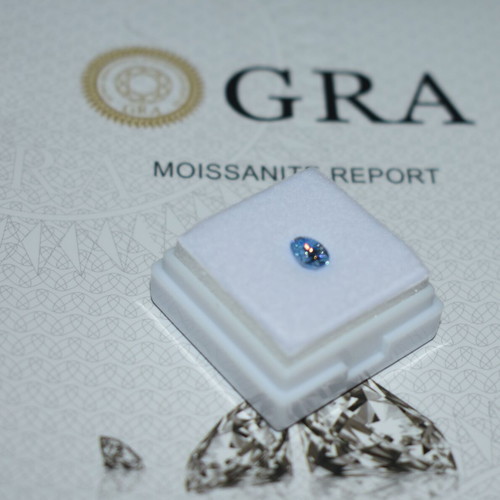Blue Moissanite 0.5 Carat Laboratory VVS1 with Certificate