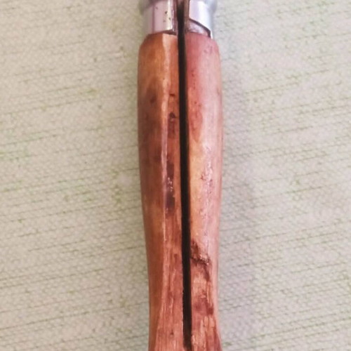 Opinel N08 Inox σουγιάς μεταχειρισμένος με custom ρουστίκ ξύλινη λαβή